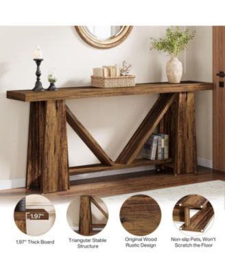 70.9-Inch Long Console Table, Farmhouse Entryway Table with Storage, Narrow Sofa Console Behind Couch