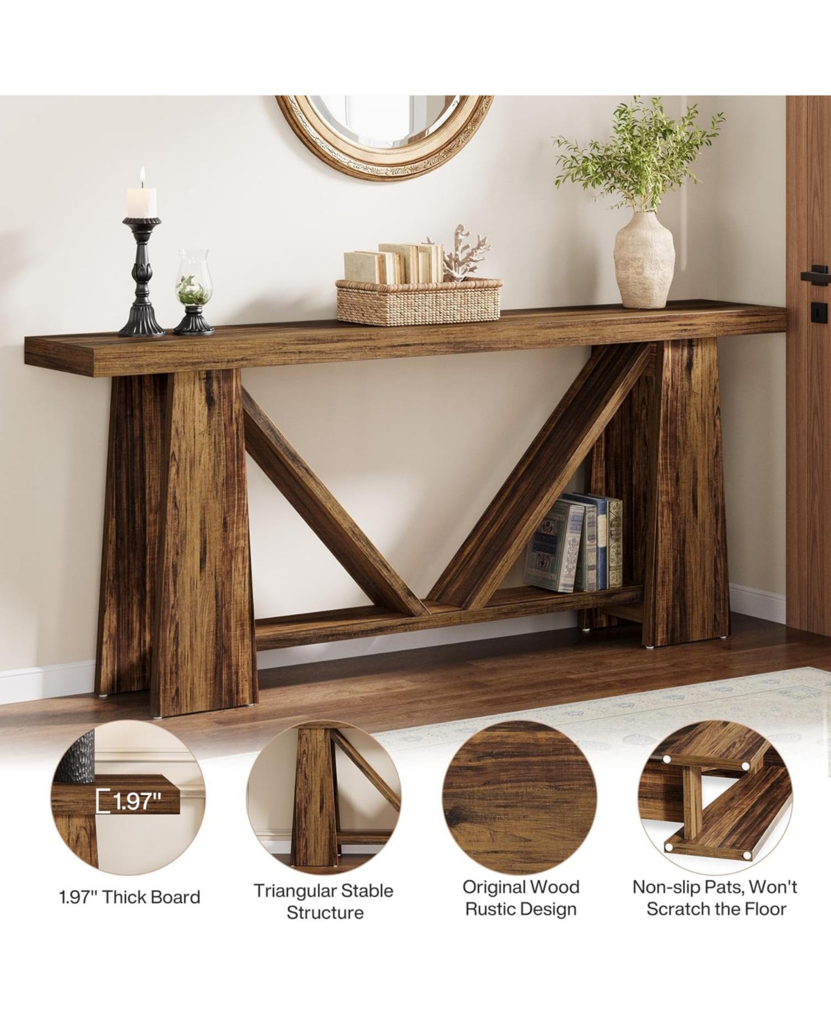 Tribesigns 70.9-Inch Long Console Table, Farmhouse Entryway Table with Storage, Narrow Sofa Console Behind Couch