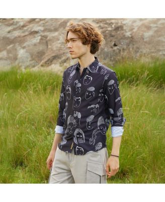 Men's Midnight Black Doodle Face Shirt