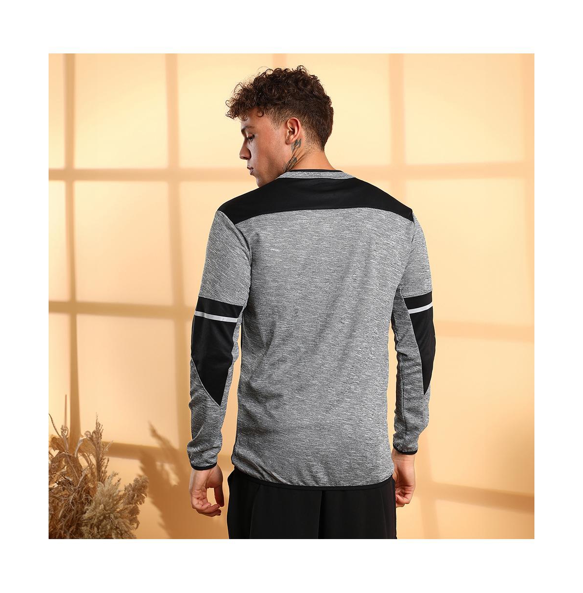 Campus Sutra Men's Grey Heathered Activewear Jacket With Contrast Detail