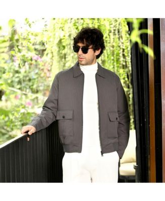 Men's Moon Grey Zip-Front Lined-Tactile Jacket