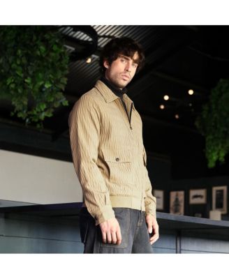 Men's Mousse Brown Zip-Front Crease-Tactile Jacket