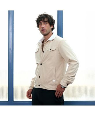 Men's Cream White Utility-Corduroy Jacket