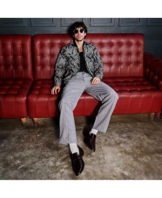 Men's Midnight Black Stroke-Jacquard Bomber Jacket