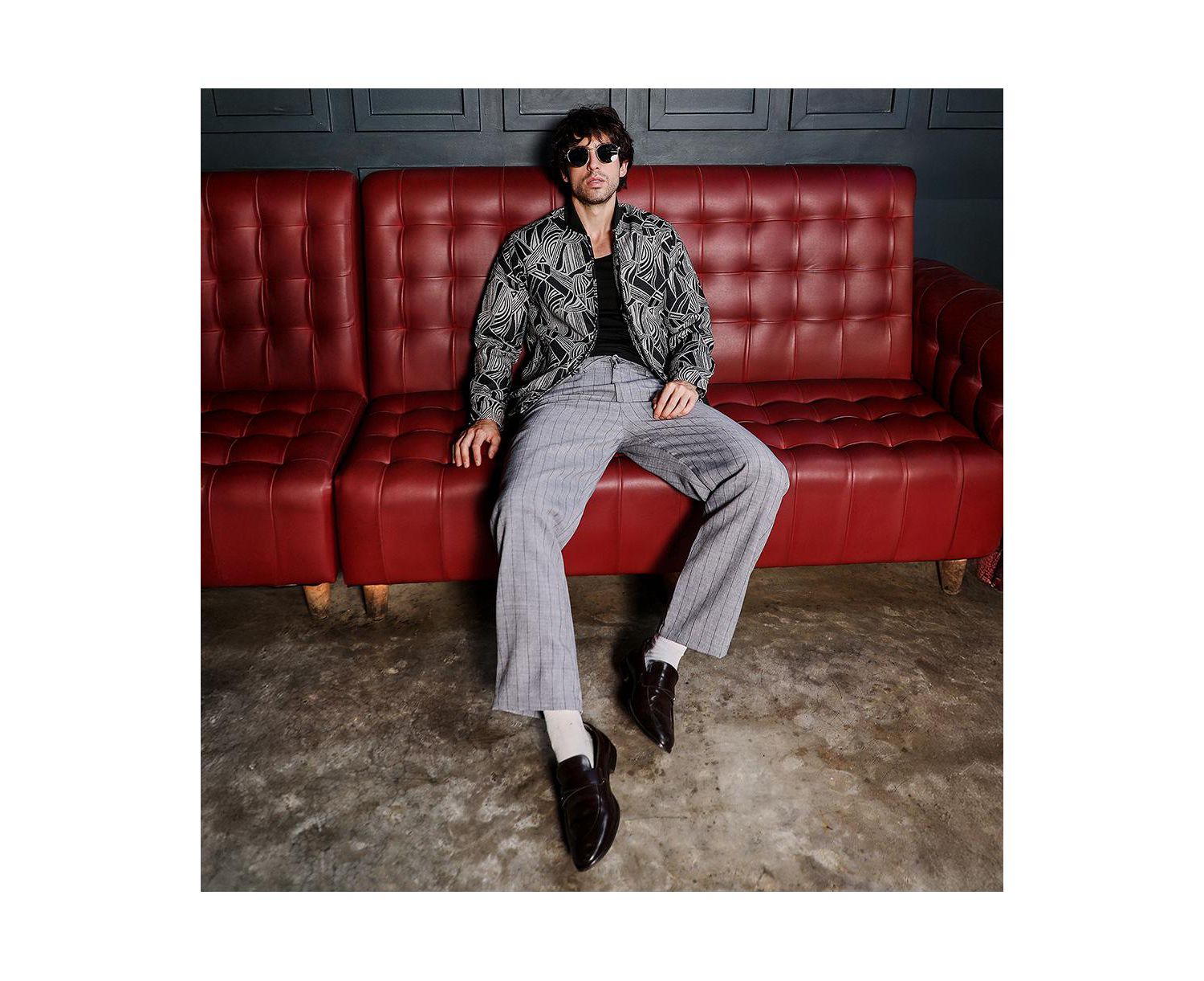 Men's Midnight Black Stroke-Jacquard Bomber Jacket