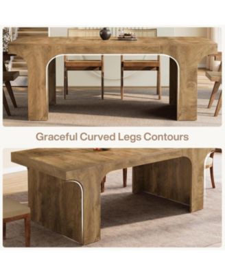 71-Inch Large Dining Table for 6-8, Farmhouse Wooden Kitchen Table with Arched Design