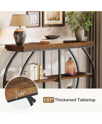 41.3" Console Table, Industrial 3-Tier Entryway Table with Arched Metal Frame and Storage Shelves for Living Room