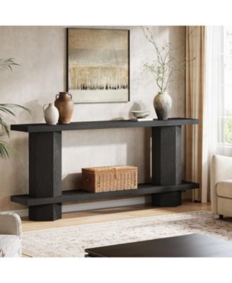 71-Inch Long Console Table for Entryway, Wooden Sofa Table Behind Couch, Black