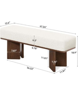 47-in Shoe Bench with Cushion, Modern Entryway Bench, Rectangle End of Bed Bench