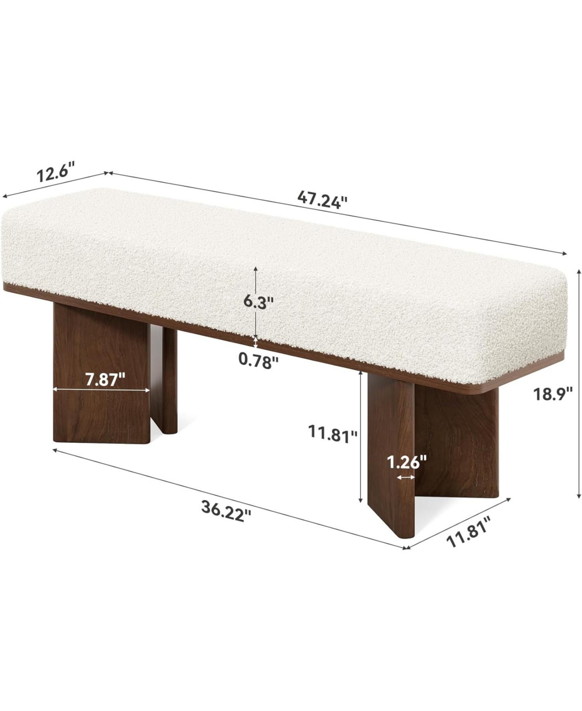 Tribesigns 47-in Shoe Bench with Cushion, Modern Entryway Bench, Rectangle End of Bed Bench