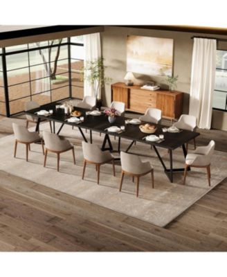 70.87-Inch Large Dining Table for 4-6, Modern Black Dining Room Table with Metal Frame