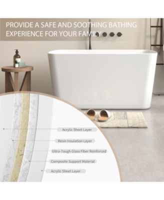 Acrylic Freestanding Soaking Tub with Sit-In Design and Chrome Overflow