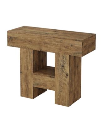 Set of 2 Narrow End Table, Farmhouse Sofa Side Table with 2-Tier Storage Shelf and Heavy Duty Base for Living Room