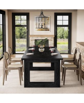 Farmhouse Dining Room Table for 4-6 People, Rectangular Dinner Table