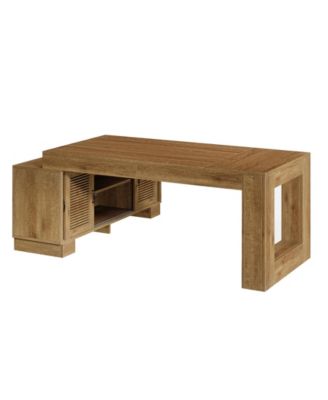 63-Inch L-Shaped Wood Executive Desk with Storage Cabinets & 2-Tier Shelf, Modern Business Workstation