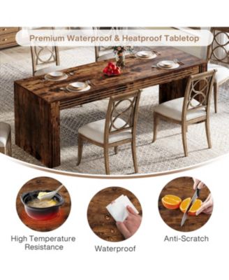 Large Dining Table for 6-8, Rectangular Kitchen Table with Heavy Duty Pedestal