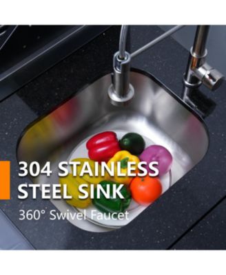 6-Burner Outdoor Kitchen Island Grill Set with Refrigerator, Sink & Granite Tops