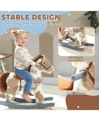 Rocking Horse, Kids Plush Animal Rocker with Realistic Neigh