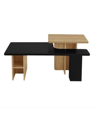 Set of 2 Farmhouse Nesting Coffee Tables with Wood Finish