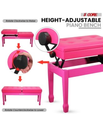 Duet Piano Bench 3.5 Inch Padded Cushioned Stool Wooden Heavy Duty Musician Chair w Storage