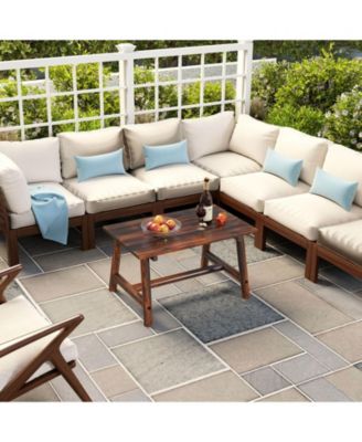 Outdoor Coffee Table with Slatted Rectangle Top, Garden Side Table