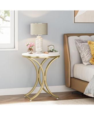   End Table Small Round Faux Marble Sofa Side Table (1 PCS)