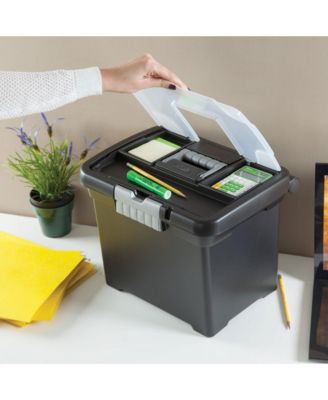 Portable Lockable File Box w/ Extra Compartment & Handle (4 Pack)