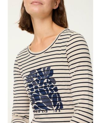 Women's Stripe & Placement Print T-Shirt