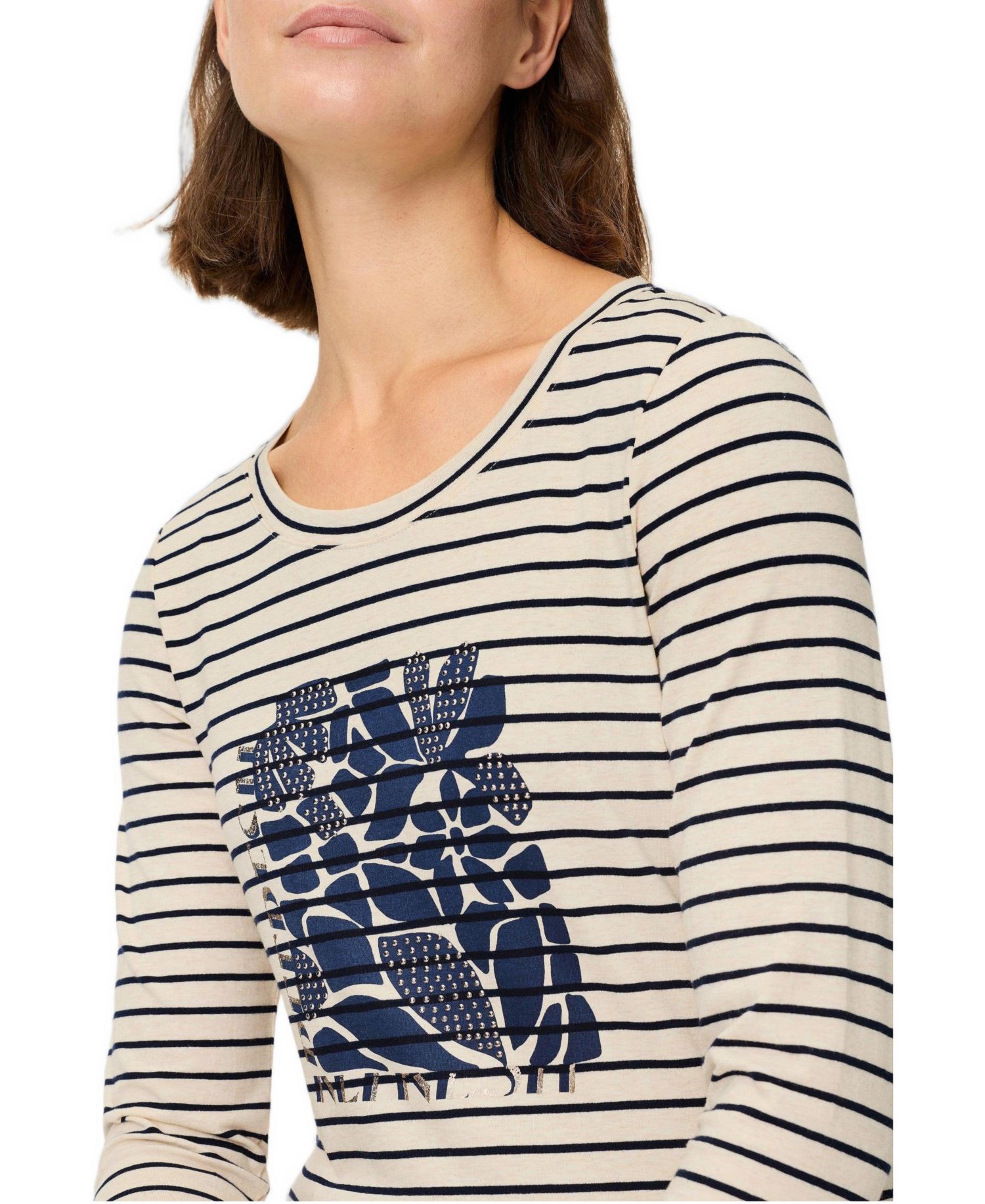 Women's Stripe & Placement Print T-Shirt