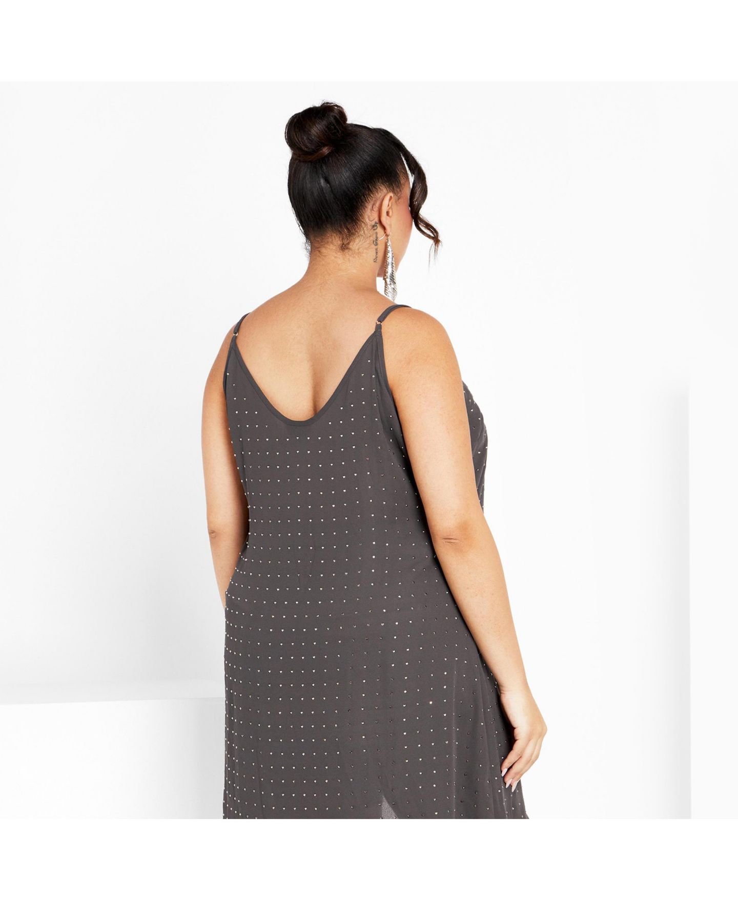 Женский топ CITY CHIC Plus Size Hi Lo Shine, цвет: Серый — фото 2
