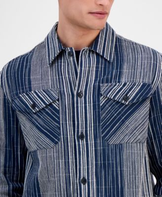 Men's Atlas Linear Jacquard Long-Sleeve Cotton Overshirt