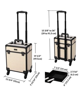 Rolling Makeup Train Case on Wheels Cosmetic Trolley Art Deco Pastel