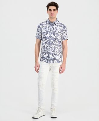 Men's Wayco Decorative Floral Short-Sleeve Shirt