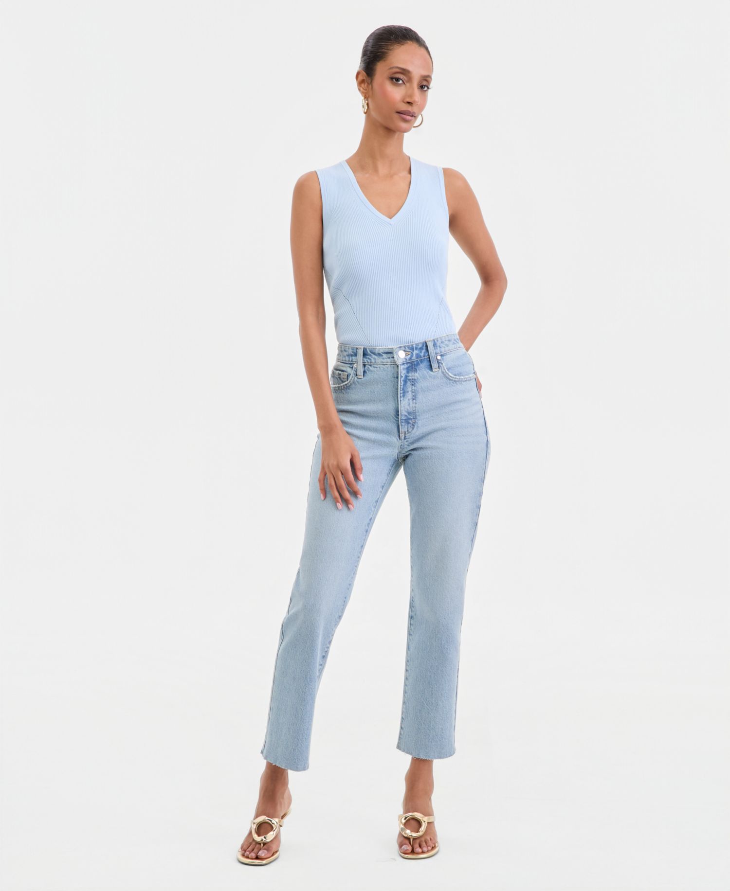 Women's High-Rise Frayed Hem Ankle Jeans