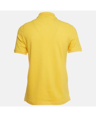 Men's Collection Yellow Medusa Applique Detail Cotton Polo T-Shirt