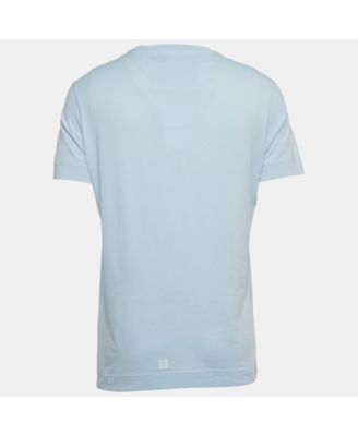 Men's Blue Embroidered Jersey Crew Neck T-Shirt