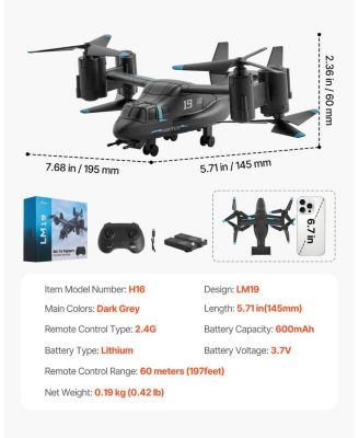 RC Helicopter, 2.4GHz 4-Channel with Gyro & Wing Lights, One-Key Takeoff/Landing Flying Plane Toy for Kids 8+