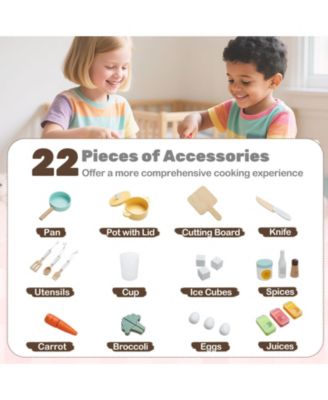 Wooden Corner Play Kitchen Set With Lights Sounds And 22 Accessories