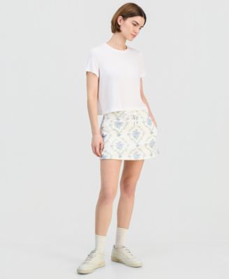 Juniors' Paisley-Print Drawstring Skort