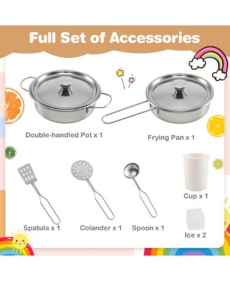 Wooden Corner Play Kitchen Set With Lights Sounds Ice Maker And Accessories