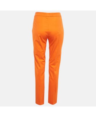 Women's Couture Orange Cotton Regular Fit Trousers