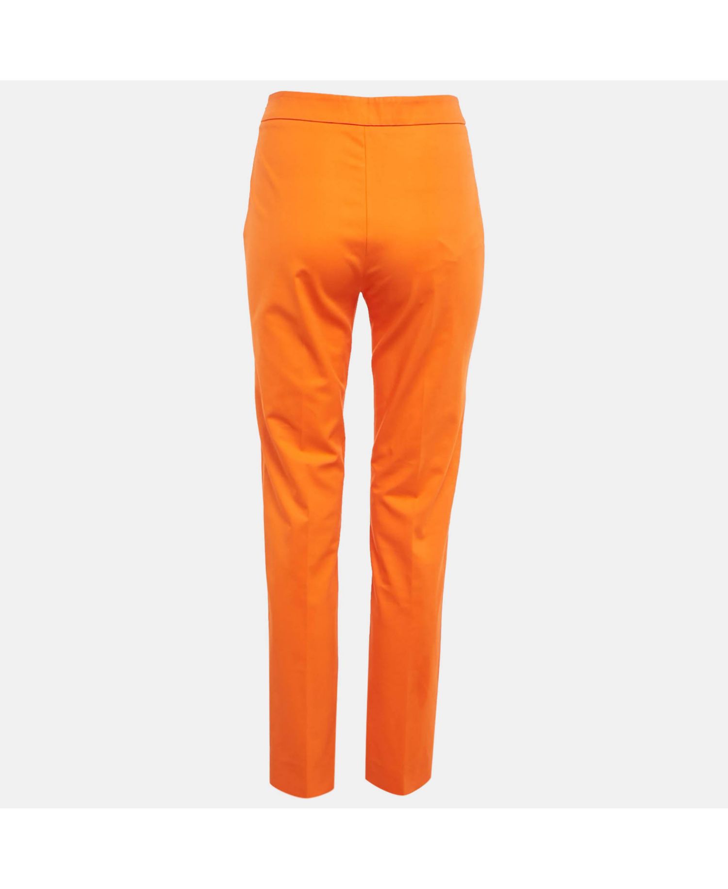 Women's Couture Orange Cotton Regular Fit Trousers