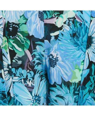 Women's Multicolor Floral Print Tie-Up Detail Trousers