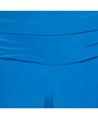 Women's Blue Silk Tie-Up Trousers