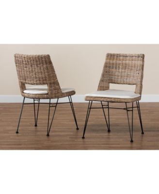 Nafaro 2-Pc. Rattan Bohemian Dining Chair with Cushion