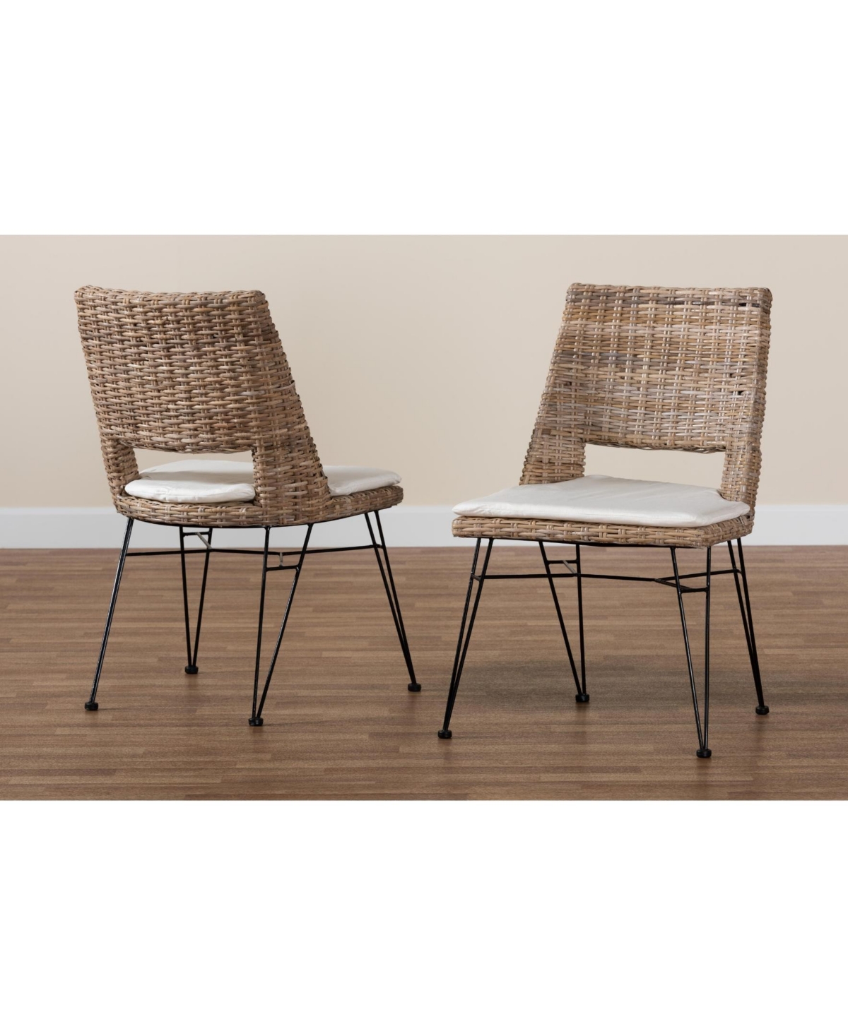 Furniture Nafaro 2-Pc. Rattan Bohemian Dining Chair with Cushion