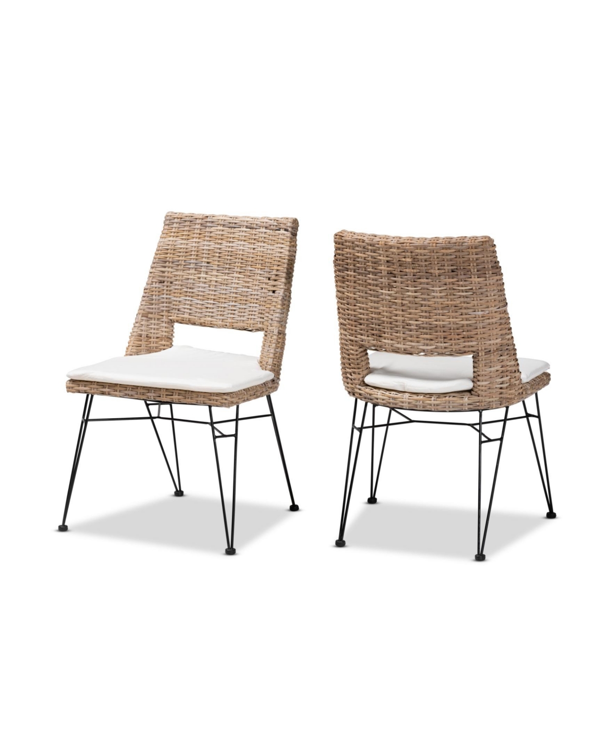 Furniture Nafaro 2-Pc. Rattan Bohemian Dining Chair with Cushion