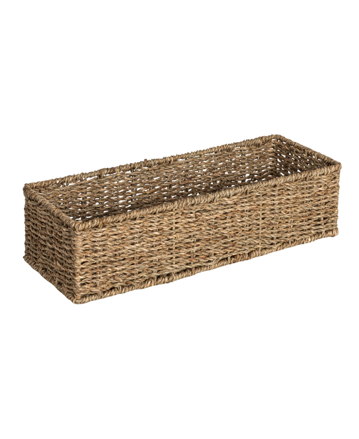 Household Essentials Handwoven Paper Rope Rectangular Storage Basket, Black