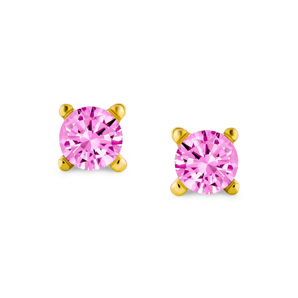 Bling Jewelry Classic Set of 3 Tiny Multi-color Cz Cubic Zirconia Stud Earrings Gold Plated Sterling Silver Screwback Posts