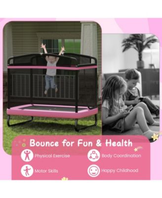 Kids Trampoline With Detachable Swing And Horizontal Bar For Indoor And Outdoor Play
